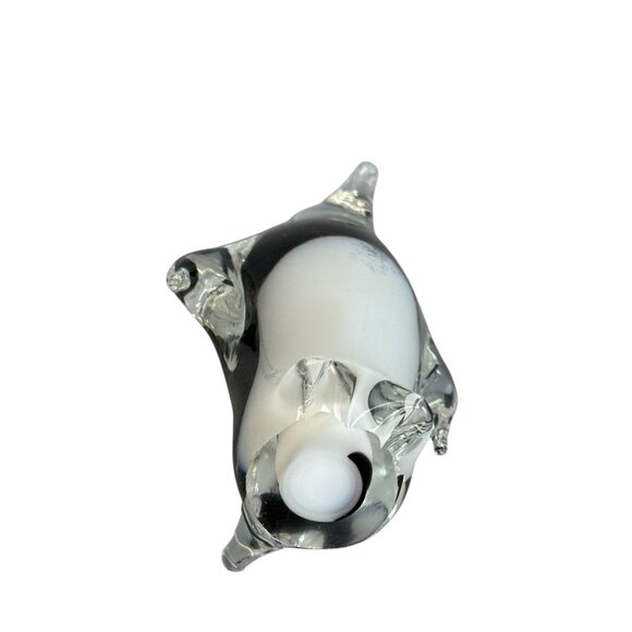 Hand Blown Art Glass Penguin Figurine Clear Encased Black White 4 1/2" - Picture 7 of 7